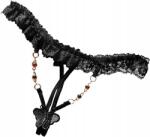 Fashion Nyitott erotikus tanga bugyi csipkével és strasszkővel