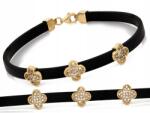 Lovrin Divatos 14 karátos arany karkötő cirkónia kövekkel, fekete szíjjal, 2, 66g súlyú, 19-es méret (60935368)