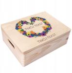 Creative Deco Fa díszdoboz ajándékba anyának születésnapra, esküvőre, évfordulóra, gravírozott, 40x30x14 cm (JANCDSD140CUSTOMMDAYFLOWER2FBM)