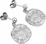 Lovrin Ezüst fülbevaló 925 modern lógó áttört mintás kerek stekkeres