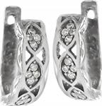 Lovrin Ezüst fülbevaló 925 áttört mintás vesszők fehér cirkónia kövekkel, ajándékba