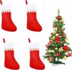  4 darabos, piros-fehér karácsonyi harisnya szett kandallóra, ajándékokhoz (B0DCZHG5ZP)