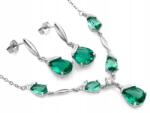 Lovrin Ezüst szett fülbevaló és nyaklánc 925-ös zöld cirkónia mandula kövekkel (1307)