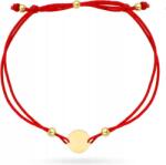 Lovrin Arany női karkötő 585, arany golyókkal piros zsinóron, 20 cm, 14 karátos (lovrin86950)