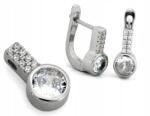 Lovrin Finom, 925-ös ezüst ékszerszett: akasztós fülbevaló és medál cirkónia kövekkel (Lovrin)