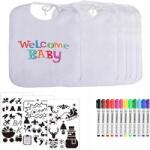Baby Bibs 6 darabos, pamut előke szett díszítéshez, mosható filctollakkal (NC000290)