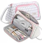  Nagy Méretű, Kihajtható Tolltartó/Pénztárca Rácsos Mintával 3az1ben Iskolai Gyerekeknek (wielofunkcyjny PIÓRNIK saszetka pojemny)