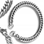  Ezüst fonott páncél karkötő masszív férfi sebészeti acél 21 cm (Bransoletka srebrna pancerka pleciona masywna)