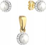 Lovrin Arany színű 585-ös szett: fülbevaló medál gyöngy cirkónia foglalattal 14K divatos (Lovrin)