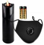 Cortina Led Mécsesbetét Elemre Védőmaszk (Zestaw świeca LED znicz czarny i latarka)