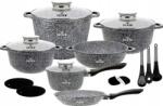 Zilner Márvány Edénykészlet Serpenyő Edények Szett (Zestaw Garnków Marmurowych Czarne ZL-85360)