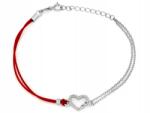 Lovrin Ezüst karkötő 925 piros zsinórral és szívvel 1, 19g, stílusos, 18-as méret (62435822)
