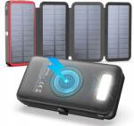  Napelemes Powerbank 27000mAh 4 Panel 22, 5W Zseblámpa Indukciós Töltés Piros (S226PWRED)