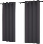 NOW-ART Kész függöny, sima, 145x240 cm, karikás, matt sima függöny, fémgyűrűs (LEN-1 Ciemny szary 240)