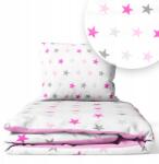 Ankras Ágyneműhuzat 135x100 Gyerek 2EL 100x135 Kiságyhoz (GWIAZDKI R/SZ P-2 135/100 40/60 / RÓŻOWA)