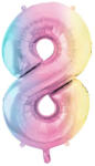 PartyDeco S. r. o 8. szám, fólia lufi, 86 cm, pasztel szivárvány