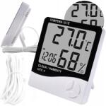 Lewer időjárás állomás, hőmérő, higrométer, szonda, óra, ébresztő (BEZPRZEWODOWA STACJA DO POMIARU TEMPERATURY)