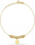 Lovrin Arany női karkötő 585 áttört gömbökkel, függő szívvel 1.87g ajándék (lovrin85783)