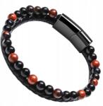 EdiBazzar Természetes bőrből készült férfi karkötő kövekkel és mágneses kapoccsal (5905884063125)