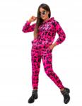  Női neon rózsaszín oversize tréningruha graffiti mintával, divatos szett