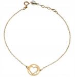 Lovrin Női arany karkötő 585, láncos, szíves kör alakú díszítéssel, 14 karátos, divatos (64285765)