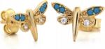 Lovrin Arany 585-ös pillangó fülbevaló kék kövekkel, stekkeres, ajándékba