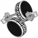 EdiBazzar Ezüst színű fekete karika fülbevaló 8 mm-es ál-alagút férfi női kerek punk (Kolczyki unisex fake tunel srebrne 8 mm)