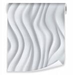 Wallarena Tapéta Absztrakt 3D Hullámok Fehér Szürke Flizelin Fal Nappali Hálószoba (TAPETY ŚCIENNE SYPIALNIA SALON T15798)