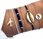 EdiBazzar Szett Fekete karkötő zsinórral, lánccal, arany színű (8113808933523)