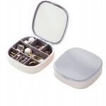  Kicsi Hordozható Ékszerdoboz Szervező Tükörrel Szürke 10x10 cm (B0CFH6JNP1)
