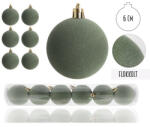PD Karácsonyi gömb flokkolt zöld színű 6 db/csomag (50375)