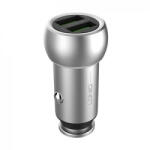 LDNIO Autós USB szivargyújtó töltő, 2xUSB csatlakozóval, Quick Charge 3.0, 5V/3, 6A/18W, ezüst