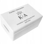 Creative Deco Esküvői doboz gravírozással Esküvői ajándék monogrammal és jókívánságokkal 30x20 (JANCDSD130CUSTOMWEDLETTERSFBM-W)