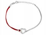 Lovrin Ezüst karkötő szív cirkóniummal piros zsinóron 1.40g 925-ös finomságú divatos (60277316)
