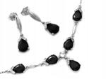 Lovrin Ezüst 925 szett cirkónia és fekete köves nyaklánccal és fülbevalóval (Lovrin)