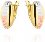 Lovrin Arany fülbevaló 585 ovális gyémántcsiszolással, háromféle arany színben, gyönyörű ajándék (lovrin85850)