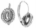 Lovrin Ezüst fülbevaló 925 ovális karika fehér cirkónia kövekkel, ajándékba (107748)