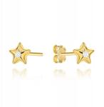 Lovrin Arany fülbevaló 585-ös finomságú, csillag formájú, középen cirkónia kővel, stekkeres (tűzős) rögzítéssel, finom mintázat (Lovrin)