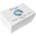 Creative Deco Fából készült doboz elsőáldozásra, emlék az első szentáldozásról, ajándék nyomtatással 30x20 cm (JANCDSD130BCUSTOMCOMUNIONPRAYFBM-W)