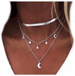EdiBazzar Ezüst színű női nyaklánc, divatos retro choker boho hold medállal (5905884015094)