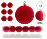 PD Karácsonyi gömb flokkolt piros színű 6 db/csomag (50372)