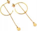 Lovrin 925-ös sterling ezüst fülbevaló, aranyozott, hosszú, lógó, lóhere mintás, látványos karika fülbevaló