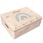 Creative Deco Doboz a gyermek születésére, fa metrikával, gravírozott ajándék, 40x30x14 cm (JANCDSD140CUSTOMRAINBOWBMEMBOXFBM)