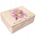 Creative Deco Fából készült doboz gyermeknek névvel, ajándék születésre, első születésnapra, 40x30 cm (JANCDSD140BCUSTOMBABYSHOWERSTORKGIRLFBM)