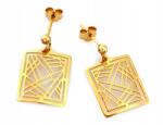 Lovrin Arany fülbevaló 585-ös finomságú, lógós négyzetek kövek nélkül, súly 1, 75g ajándékba
