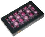  Üveg karácsonyfadísz gömb, pink opal színű matt és fényes, 2, 5cm, 24db