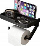  Fekete Toalettpapír Tartó Polccal Wc Loft Stílusban (5905884012789)