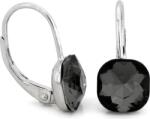 Lovrin 925-ös ezüst fülbevaló, angol kapcsos, sötét, négyzet alakú kővel, ajándékba