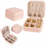  Utazó Ékszertartó Púderrózsaszín Mini Ékszerdoboz Puha 10 CM (mini szkatułka podróżna)