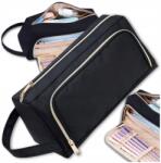  Tolltartó Tasak kétrekeszes fekete iskolai kihajtható ceruzatartóval (Piórnik Saszetka trzykomorowy czarny szkolny)